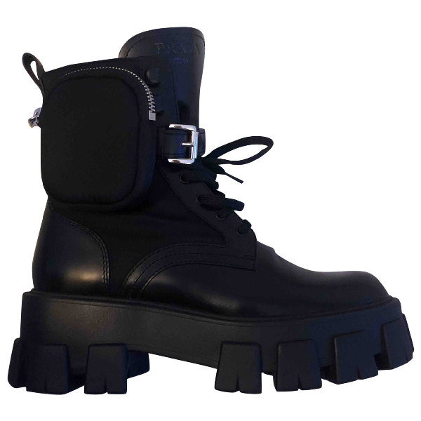 prada monolith leather boots women