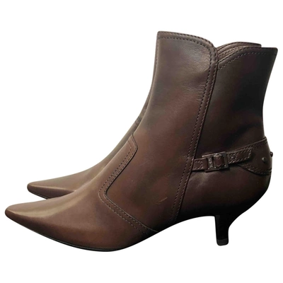 Pre-owned Tod's Leather Ankle Boots In Brown