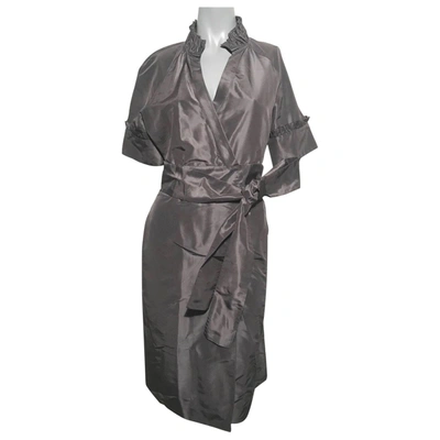 Pre-owned Diane Von Furstenberg Silk Mini Dress In Grey