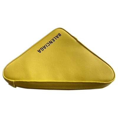 Pre-owned Balenciaga Triangle Yellow Leather Clutch Bag