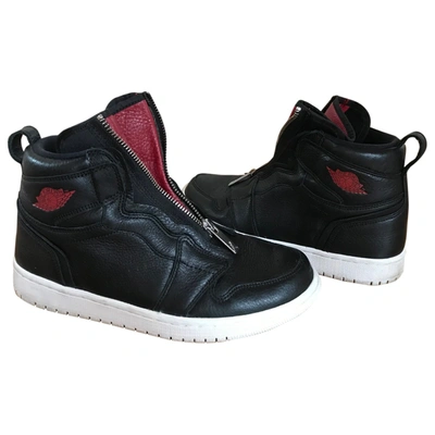 Pre-owned Jordan 1 Leather Trainers In Black