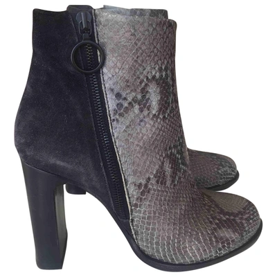 Pre-owned Rag & Bone Leather Ankle Boots In Grey