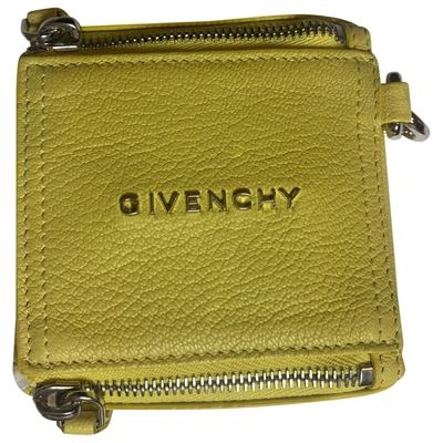 Pre-owned Givenchy Pandora Box Leather Clutch Bag In Yellow