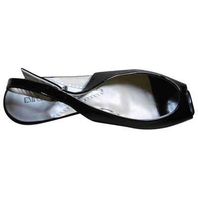 Pre-owned Emporio Armani Patent Leather Sandals In Black