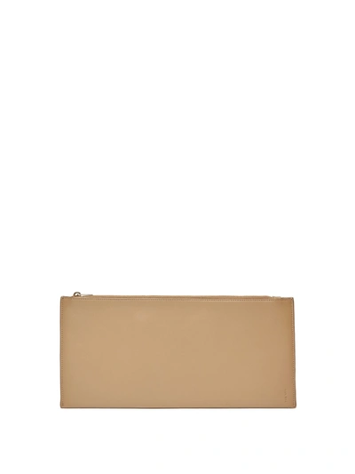 The Row Flat Rectangular Leather Clutch Bag In Beige