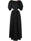 Staud Astro Cut-out Puff-sleeve Dress In Black