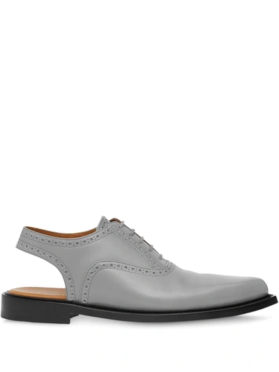 Burberry Men's Jilo Leather Slingback Brogues In Cloud Grey