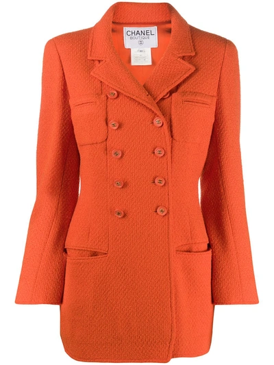 Pre-owned Chanel 1995 Narrow Double-breasted Jacket In Orange