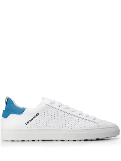 Dsquared2 Logo Detail Perforated Sneakers In White