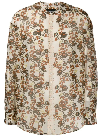 Dsquared2 Floral Print Round Collar Shirt In Neutrals