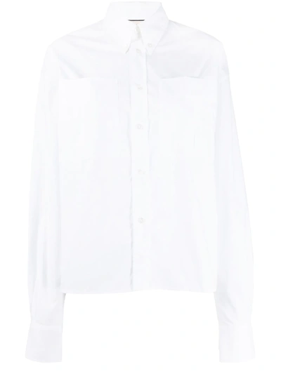 Plan C Oversized Pockets Shirt In White