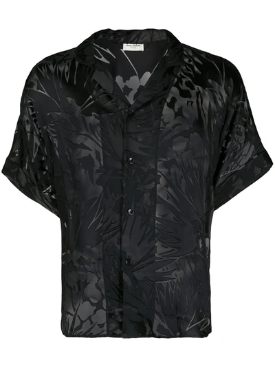 Saint Laurent Floral Devoré Sheer Viscose & Silk Shirt In Black