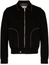 Saint Laurent Studded Leather Bomber Jacket In Black