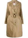 Moncler Hooded Trench Coat In Neutrals