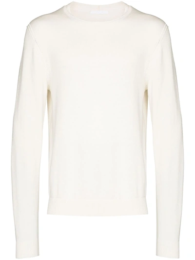 Helmut Lang Logo-embossed Cotton-blend Jumper In White