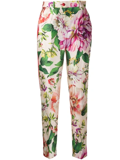 Dolce & Gabbana Floral Slim Trousers In Pink