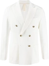 Eleventy Double-breasted Blazer In White