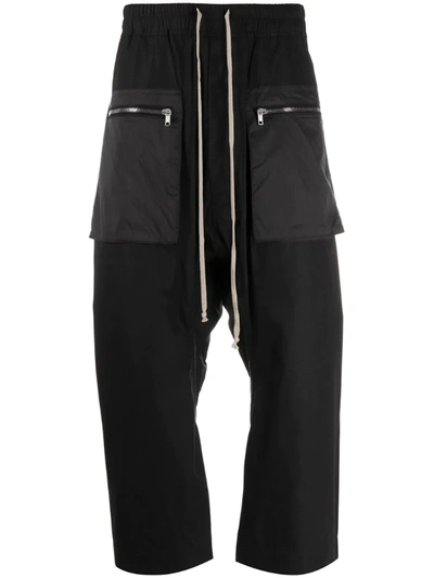 Rick Owens Drkshdw Cropped Drop-crotch Trousers In Black