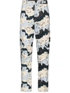 Stone Island Camouflage Printed Cargo Trousers In Blue