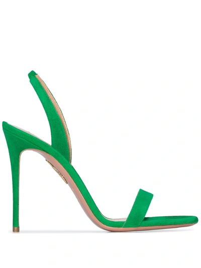 Aquazzura Green So Nude 105 Suede Sandals