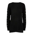 Allsaints Cross Lace-up Sleeve Merino Wool Sweater In Black