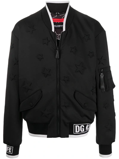 Dolce & Gabbana Dg Millennials Star Bomber Jacket In Black