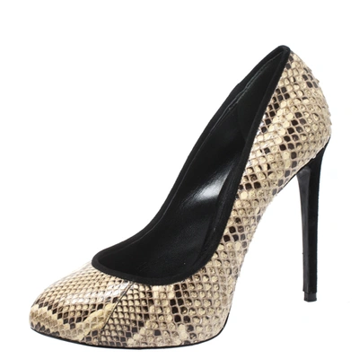 Pre-owned Dolce & Gabbana Beige And Brown Python Pumps Size 37.5