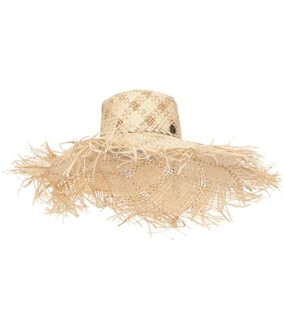 Maison Michel Ursula Open Raffia Large Brim Hat In Brown