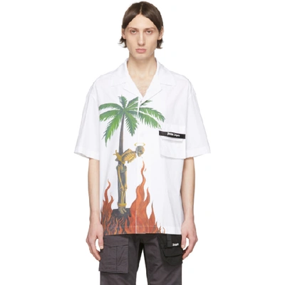 Palm Angels Burning Skeleton Shirt In White