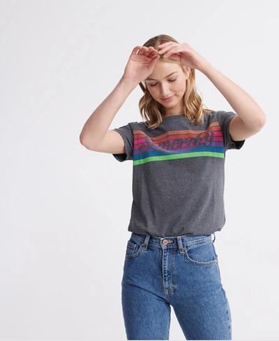 Superdry Women's Rainbow T-shirt Dunkelgrau