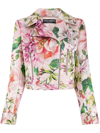 Dolce & Gabbana Women's Brocade Floral-print Moto Jacket In Floral Print