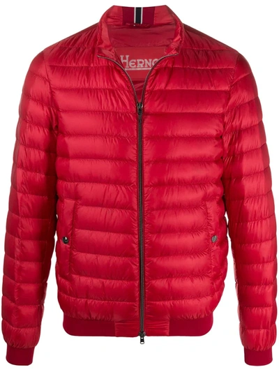 Herno High-neck Quilted Down Jacket In Red