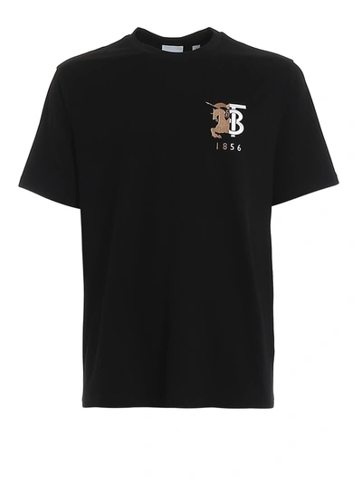 Burberry Hesford Tb Monogram Embroidery T-shirt In Black