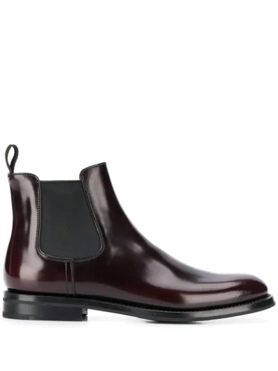 Church's Dark Brown Chelsea Boots In Red