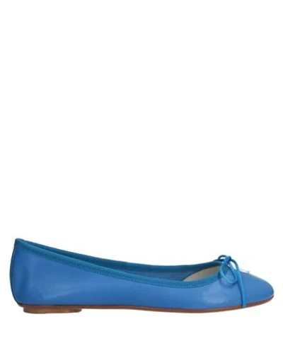 Anna Baiguera Bow Detailed Nappa Ballerinas In Blue