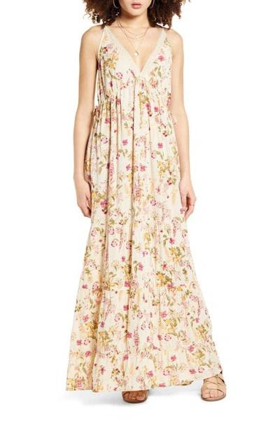 Band Of Gypsies Desert Sage Maxi Dress In Ivory Pink