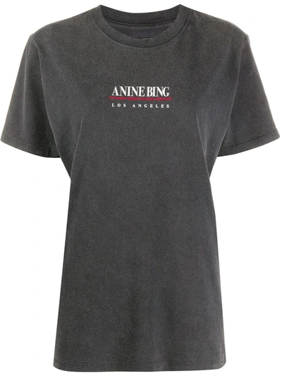 Anine Bing Lili Cotton Logo T-shirt In Black