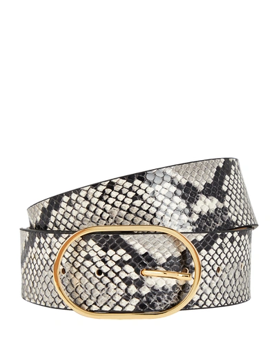 B-low The Belt Emmie Python-printed Leather Belt In Grey