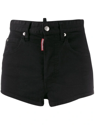 Dsquared2 Icon High-waisted Denim Shorts In Black
