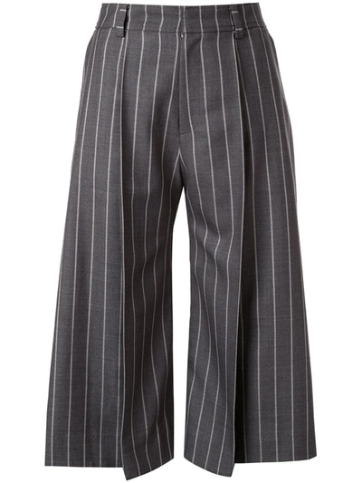 Miharayasuhiro Striped Print Culottes In Grey