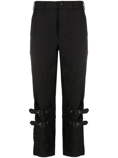 Black Comme Des Garçons Buckled Cropped Trousers In Black