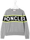 Moncler Kids' Long Sleeve Logo Knit Jumper In Grigio