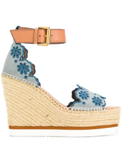 See By Chloé Open Toe Platform Sandals In Blue