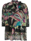 Red Valentino Ruffled Printed Blouse In Black