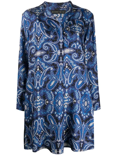 Etro Paisley Print Shirt Dress In Blue
