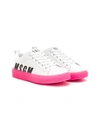 Msgm Kids' Contrast Logo Sneakers In White