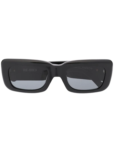 Linda Farrow X The Attico Black Mini Marfa Rectangular Sunglasses