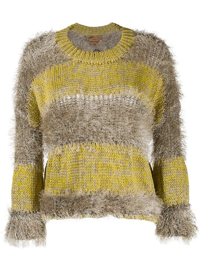 Alessia Santi Fringed Stripe Jumper In Yellow