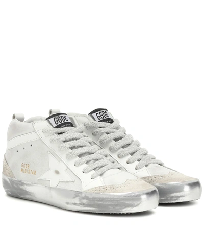 Golden Goose Mid Star Leather Sneakers In White