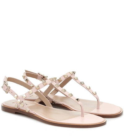 Valentino Garavani Rockstud Leather Sandals In Pink